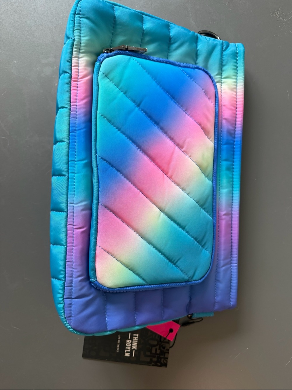 THINK ROYLN Ombre Quilted Crossbody Bag - Blue, Pink, Teal
